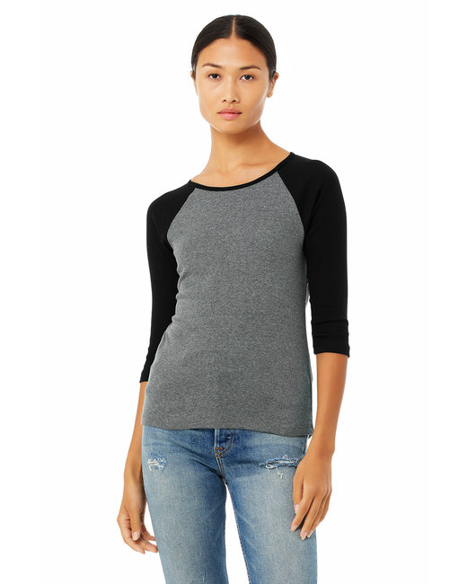 Bella + Canvas Ladies' Baby Rib Three-QuarterSleeve Contrast Ragl